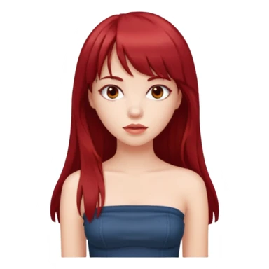 girl with long dark red hair and and bangs in a tube top sticker