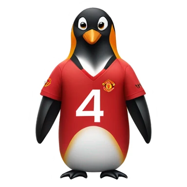 penguin wearing a manchester united jersey sticker