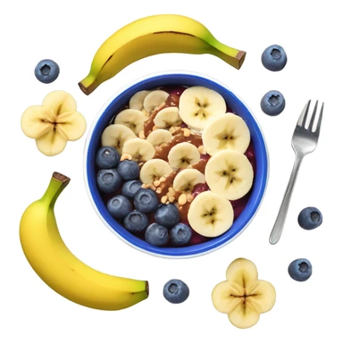 Açai Bowl with banana and peanut sauce and blueberies in clean girl style  sticker