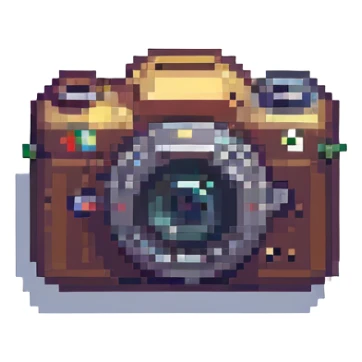 simple camera, pixel art style sticker