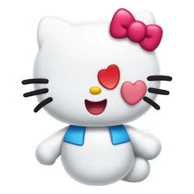 hello kitty winking and sticking out tounge holding up peace sign  sticker