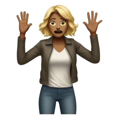 scared Woman (full-body) (hands raised)  sticker