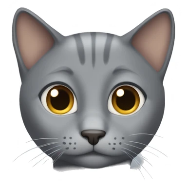 Grey cat with no ears and brown eyes  sticker
