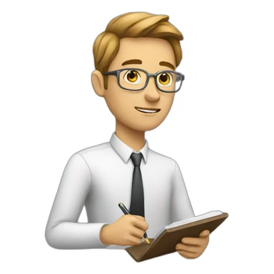 someone taking notes sticker