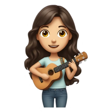 Brunette girl with ukulele sticker