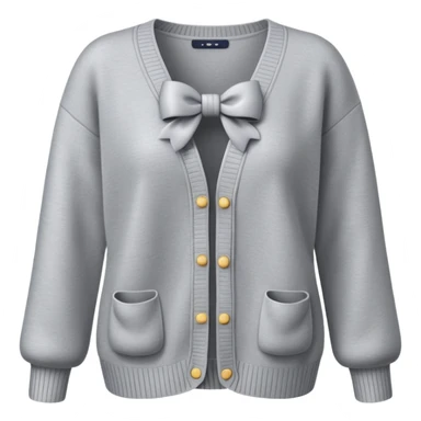 gray cardigan with bows, realistic 3d isolated sticker