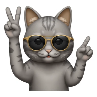 a cat wearing sunglasses a saying peace out on his head there would be written peace out and he will do the pose for peace out sticker
