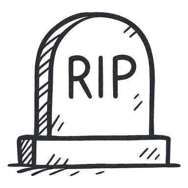 simple cartoon gravestone, light gray, minimal lines sticker