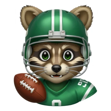 american football player raccoon green sticker