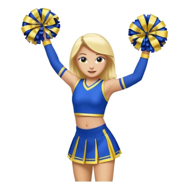 Sparklz cheer and Danz cheerleader with royal blue and highlighter yellow sticker