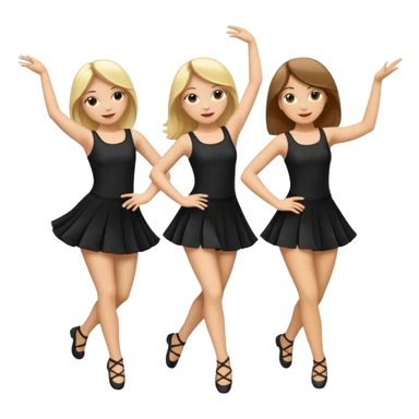 Emoji of 3 Girls dancing ONE with blonde hair, one tan skin with brown hair and one with black  hair ONLY ONE IS BLONDE sticker