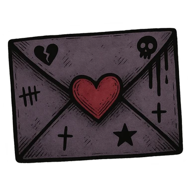 emo style  envelope with a heart seal, no background sticker