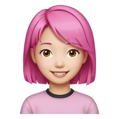 asian emoji girl  face with pink hair  sticker