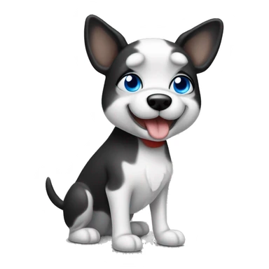 Black and white dog with blue eyes and pointy ears ￼ sticker