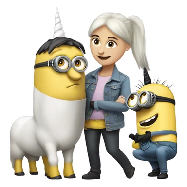 ￼ a minion with the unicorn sticker