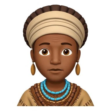 A 3D cartoon African man from the 1800s wearing traditional tribal clothing, calm expression, natural background, Memoji-style realism. sticker