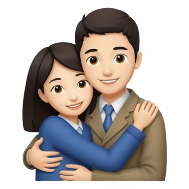 Asian girl hugging Jewish boy sticker