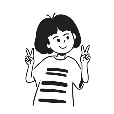 Cute Korean girl face with peace sign sticker