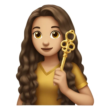 Girl with brown long hair with gold key in hand sticker