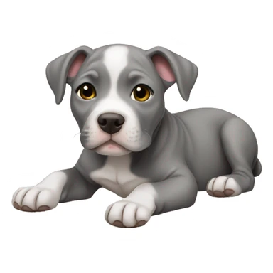 Gray Pitbull puppy laying sticker