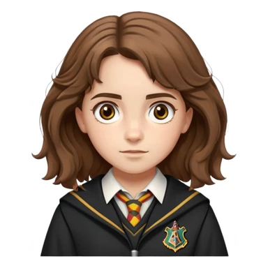 Hermione Granger portrait with bushy brown hair and Hogwarts uniform sticker