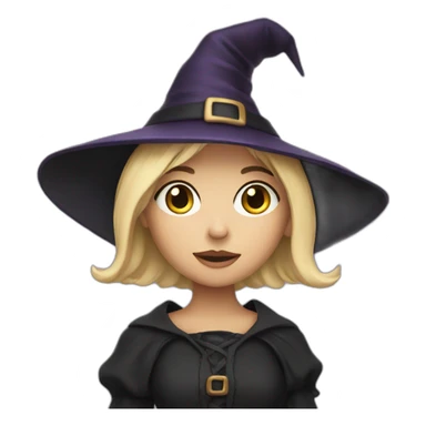 a little blondie with short hair and dressed as a witch sticker