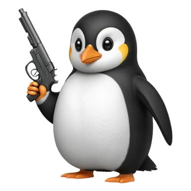 penguin with gun sticker