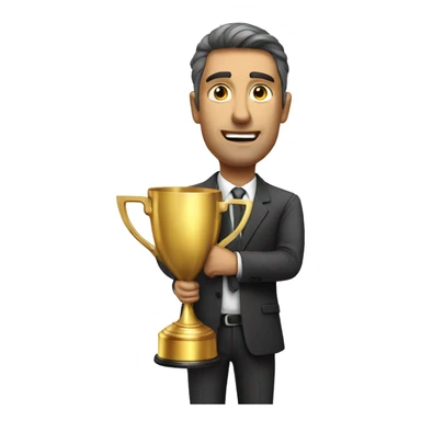 Photorealistic serious businessman with trophy in his hand sticker