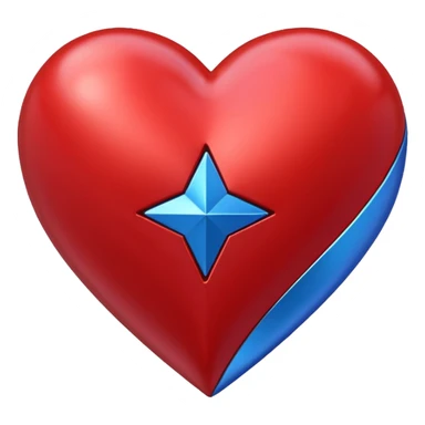 A geometric red 3D heart with a geometric blue star inside sticker