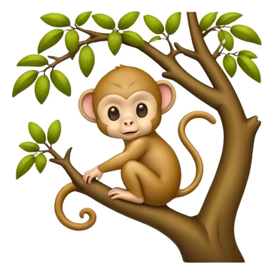 Baby monkey sitting on tree sticker
