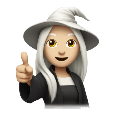 Witch with white skin and hair, thumbs up sticker