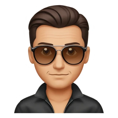 bad boy man with a charming smirk, slicked-back hair, wearing sunglasses sticker