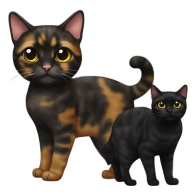Tortie cat with black cat sticker