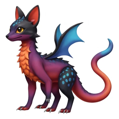 Dark magma-gradients-colored Salandit-Umbreon-Genet-Noivern-Noibat-Serval-Hybrid (Full body) sticker