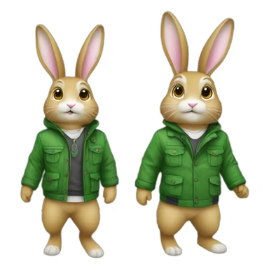 Lapin avec veste verte énervé  sticker