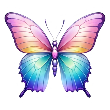 Gorgeous pretty beautiful Pastel rainbow-gradient iridescent glass crystal butterfly sticker