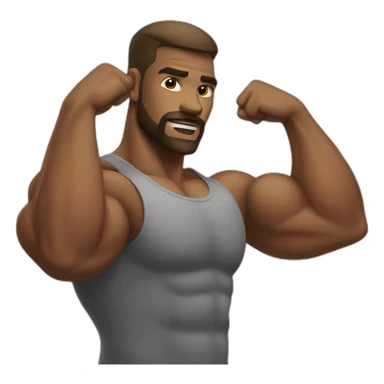 man doing doble bicep sticker