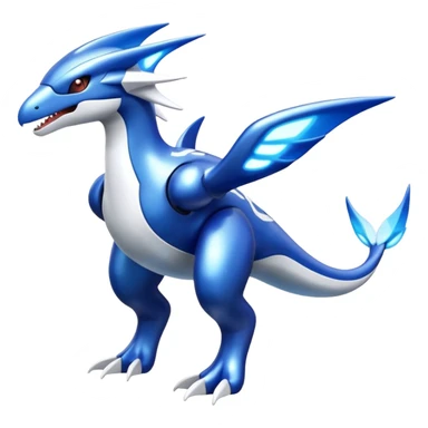 Shiny futuristic Cyber-Kyurem-Kyogre-Latios-Lugia-Fakémon-hybrid-creature (full body)  sticker