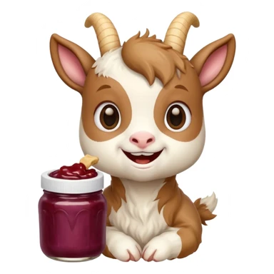 cute baby goat eating peanut butter and jelly  sticker