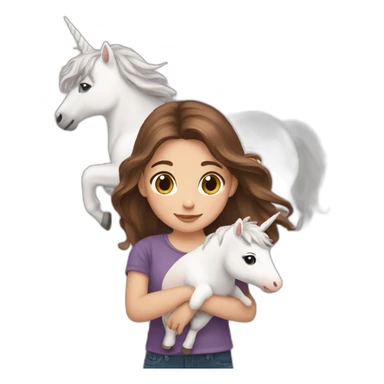 Brown haired Girl holding a unicorn sticker