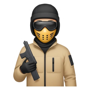 Yn holding a Glock with a switch wearing a Nike ski mask sticker