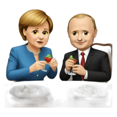 Angela merkel with putin  while eating dinner sticker