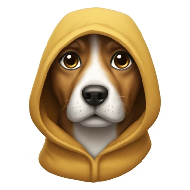Dog wearing a Hoods sticker