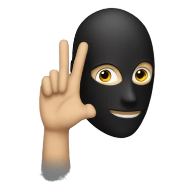Make a emoji of a guy with a black mask Raising his hand sticker