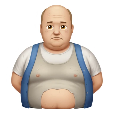 obese middle aged white man in wifebeater with  dirty appearance. His hair is very greasy and balding sticker