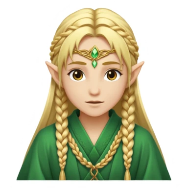 mystic elf, long golden braid, glowing runes on robe sticker