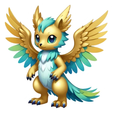 Anthro Sona Cool Edgy Cute Colorful Shy Winged Shiny Fakemon-Fantasy-Creature Full Body sticker