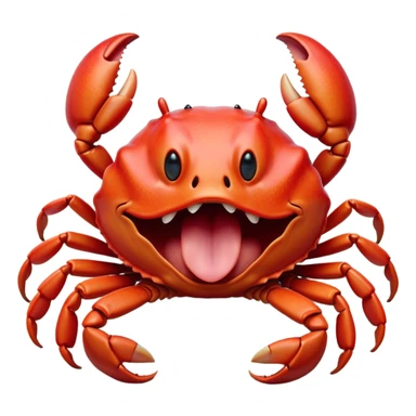 Cinematic Realistic Cute Yawning Crab Portrait Emoji, Head tilted slightly with a dramatic, wide-open yawn, showcasing a soft, textured red shell with a charming, naturally formed face and drooping features, rendered with realistic detail and warm, sandy light, high shine, relaxed yet expressive, styled with a dash of coastal charm, soft glowing outline, capturing the essence of a sleepy yet affectionate crab that appears ready to stretch out on the shore for a peaceful nap! sticker