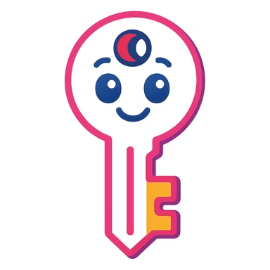 Make the key white with no background, keep it colorful and cartoonish in a vibrant toon style, bright and playful colors. sticker