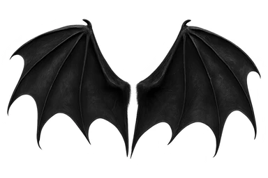 realistic goth black bat wings, highly detailed, no background sticker